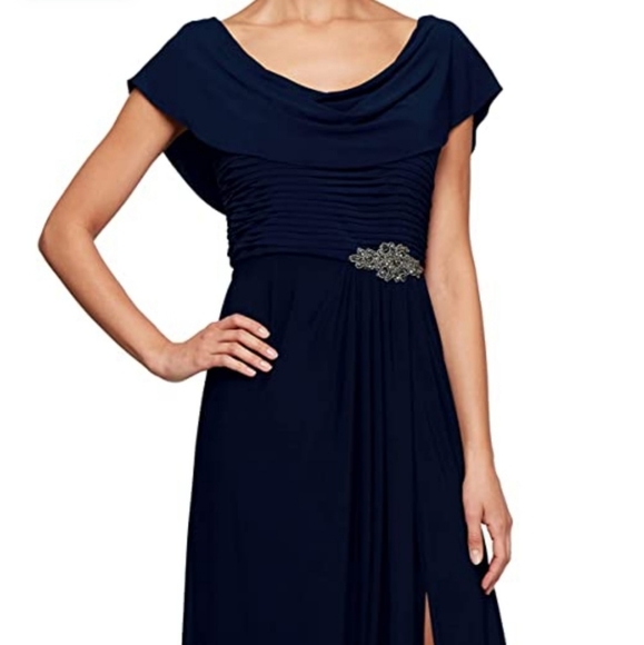 Alex Evenings Dresses & Skirts - NEW ALEX EVENINGS Cowl Neck Beaded Waist Gown Mother of the Bride Dress
